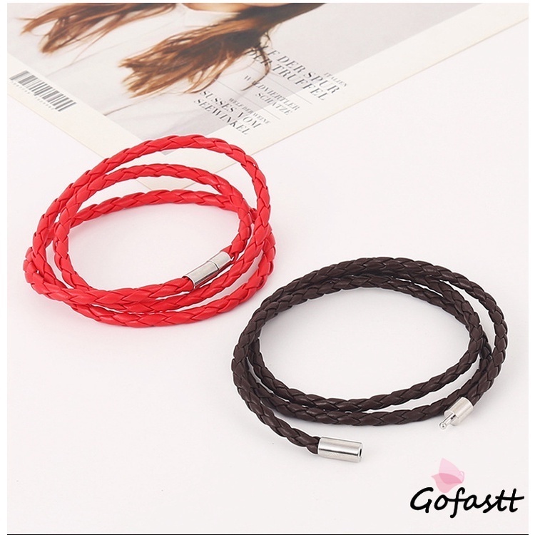 Gelang Korea Multi-layer Jalinan Twist Bracelet Tali Kulit Gelang G