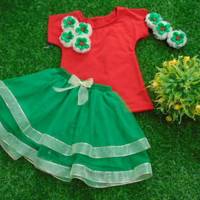 Baju Natal Anak Princess/ Setelan Rok tutu Anak tema natal