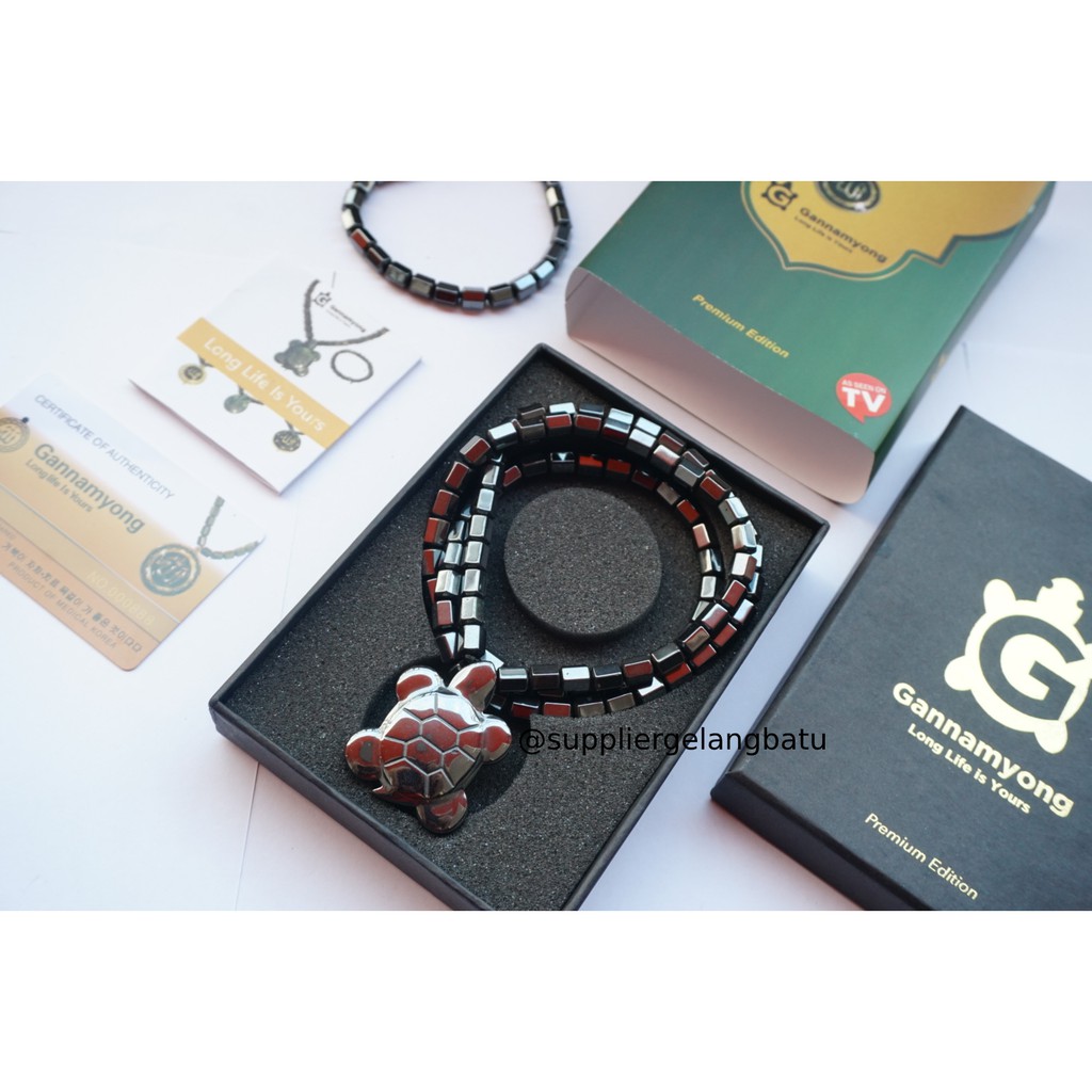 GANNAMYONG PREMIUM KALUNG KESEHATAN KURA TORMALIN MAGNET GAUSS TERAPI biomagnetic bonus gelang box