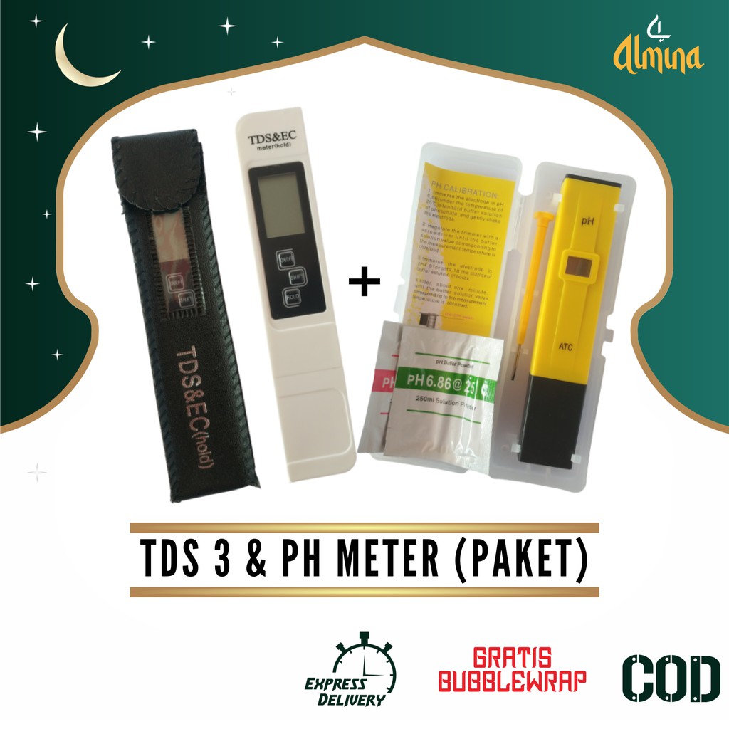 PH Meter dan TDS EC (PAKET) TDS Meter dan PH Meter PH Tester PH Meter Digital TDS EC Almina