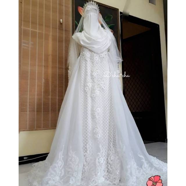 Wedding gown syari/ beli wedding gown syari/ sewa wedding gown syari