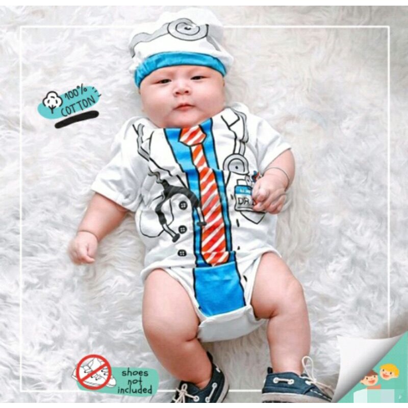 JUMPER BAYI DOKTER 0-6 BULAN KOSTUM FOTO BAYI