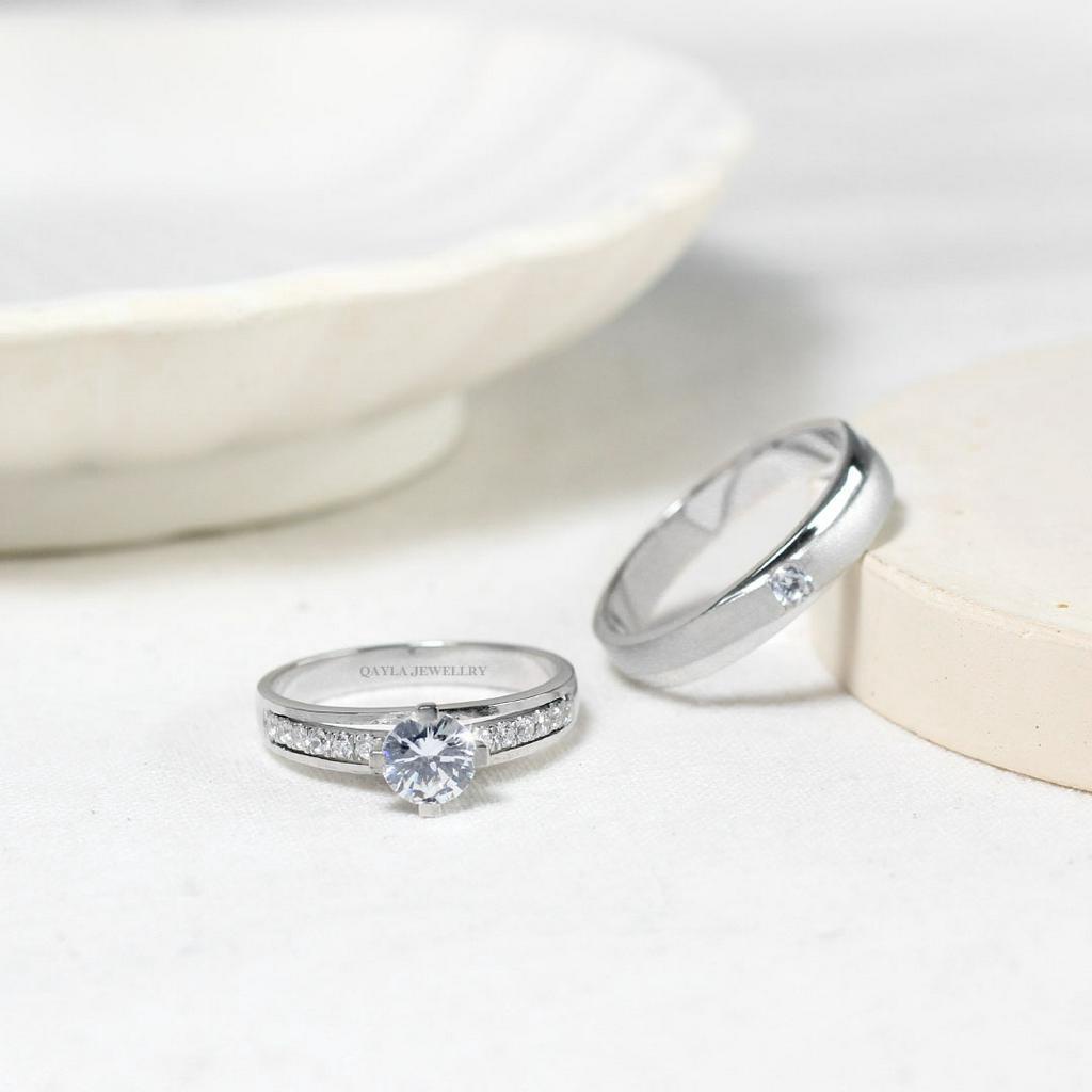 CINCIN KAWIN CINCIN CUSTOM EMAS PUTIH SEPASANG