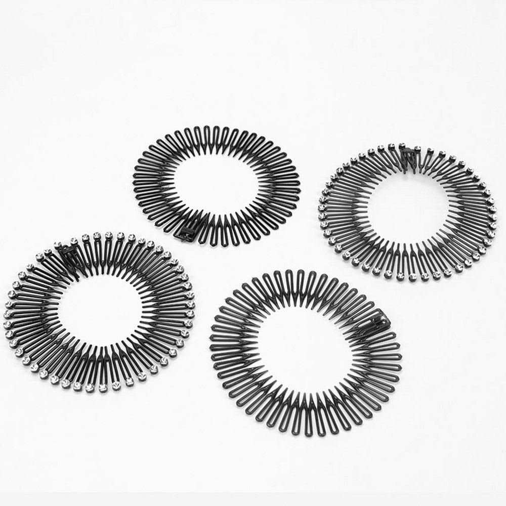 Agustina Sisir Gigi Lingkaran Penuh Cuci Muka Wig Aksesoris Fleksibel Berlian Tetap Rambut Hair Band