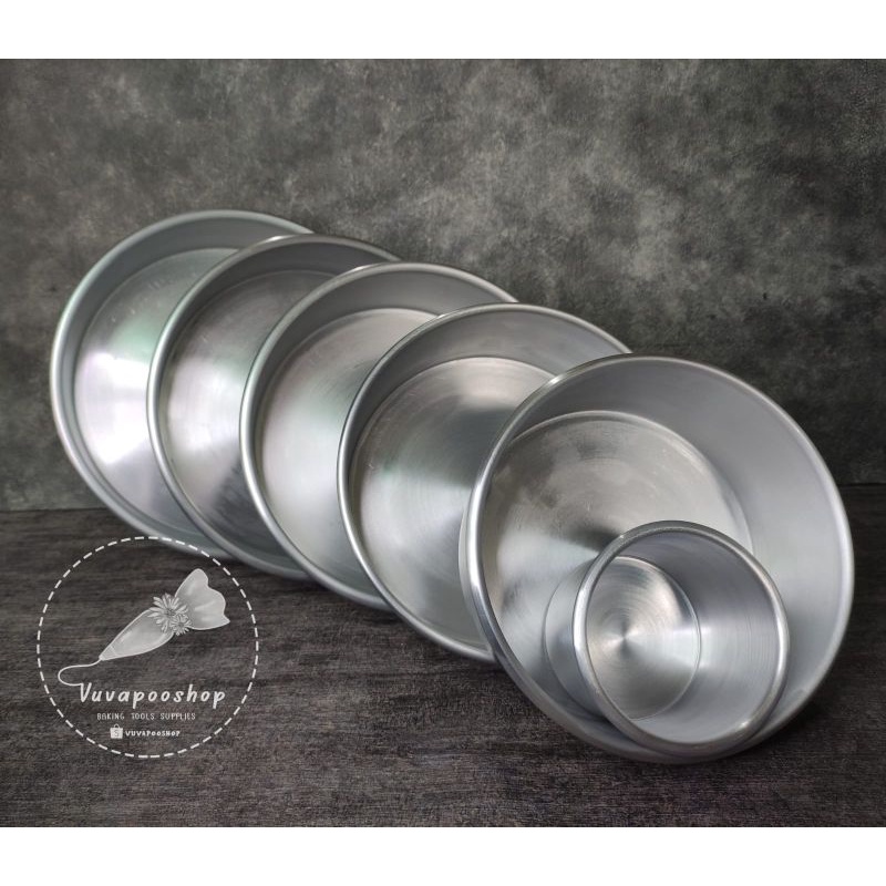 Loyang Aluminium Bulat Press / Loyang Round Bulat Tanpa Sambungan / Loyang Kue Puding Bulat