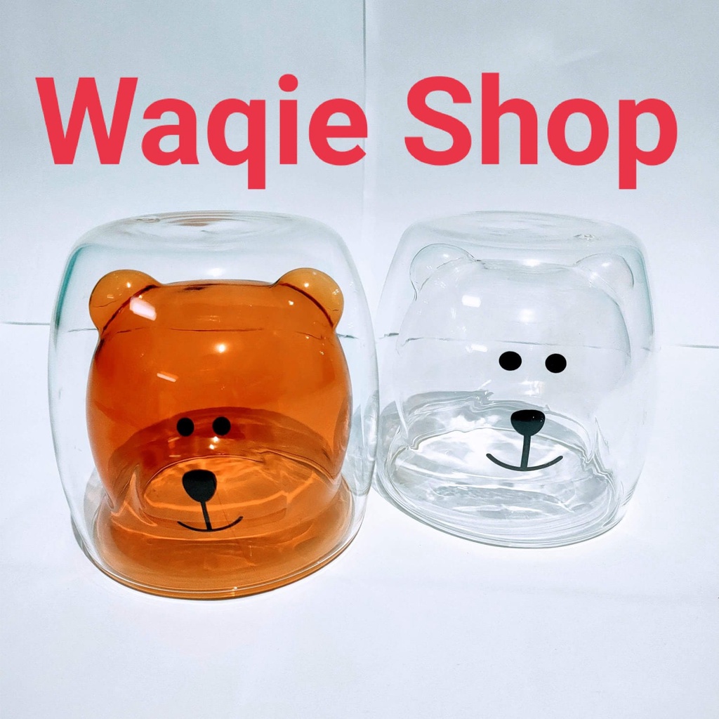 gelas beruang lucu anti panas double wall glass insulated cup