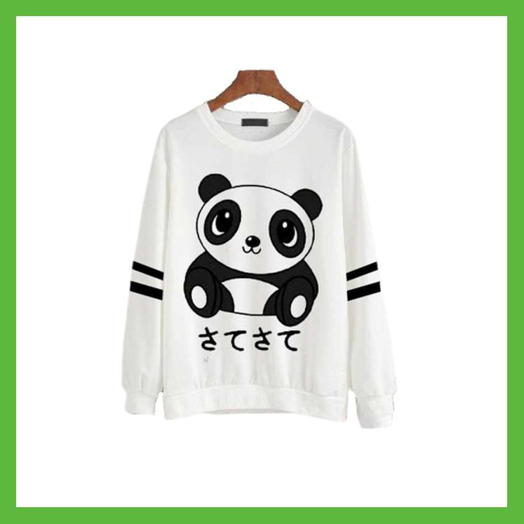 MICHELLESTORE SWEATER WANITA BIG PANDA KOREA - PUTIH, L