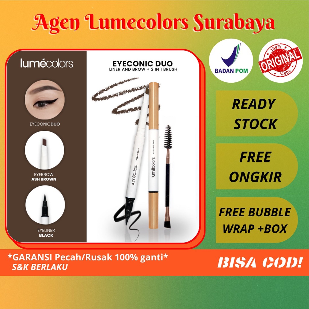 Eyeconic Duo Lumecolors Ash Brown, Eyeconic Duo Lumecolors 2in1 Fungsi, Eyeliner Lumecolors, Eyebrow