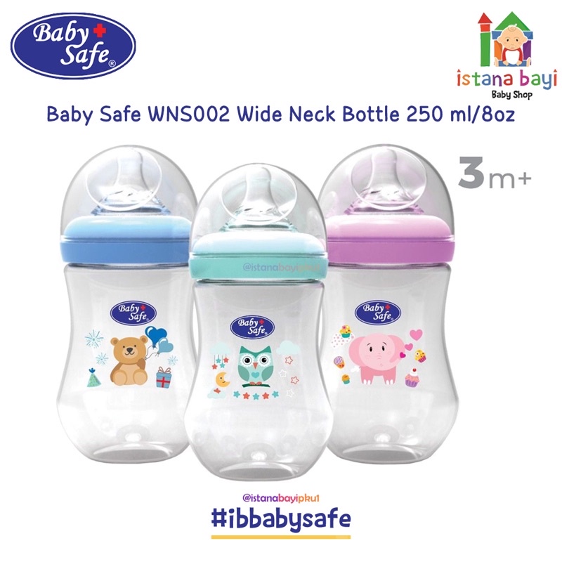 Baby Safe Wide Neck Bottle 125 / 250 ml WN001/WN002/WNS01/WNS02 /WN04 /WN05 - Botol susu bayi