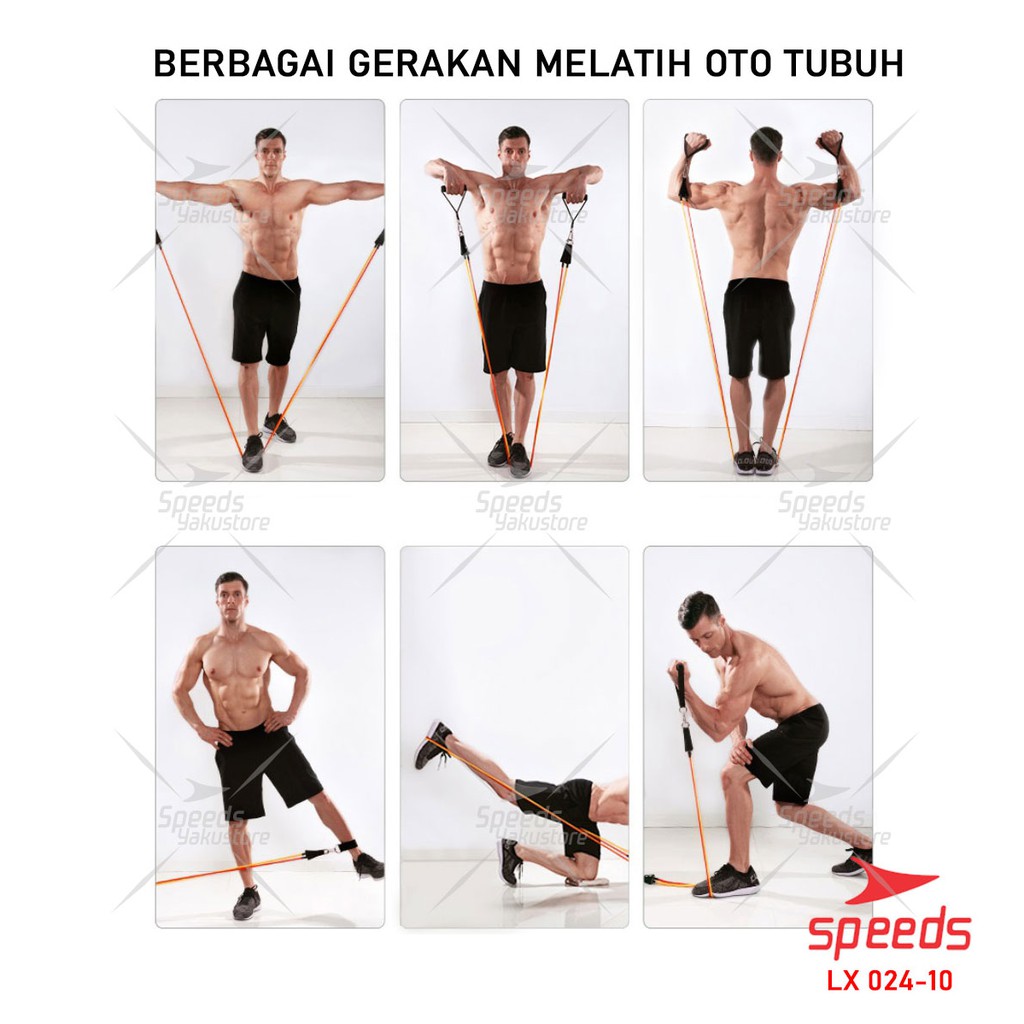 SPEEDS Resistance Bands 11 in 1 Set Tali Pembantu Premium Bands Fitness Gym Power 024-10