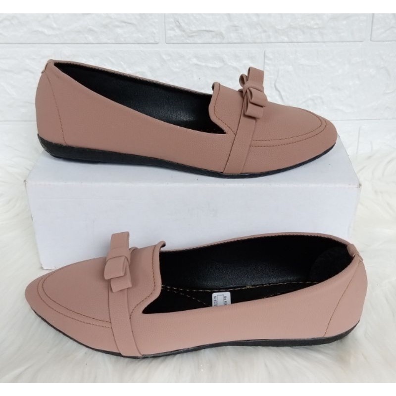 Flatshoes Wanita Sol Karet Pita Sepatu Wanita Terbaru Balet Mocca