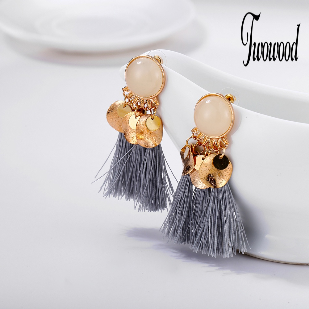 Anting Stud Rumbai Menjuntai Gaya Bohemian Untuk Wanita