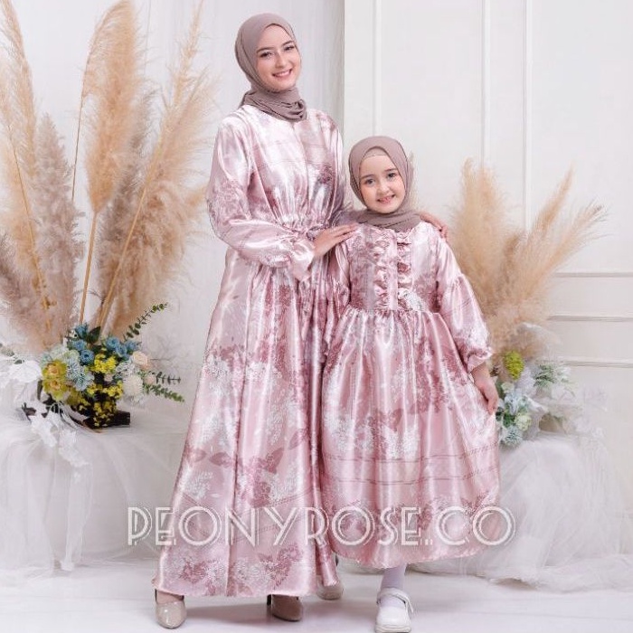 HANA - GAMIS COUPLE IBU ANAK LEBARAN PESTA KONDANGAN SILK MEWAH TERBARU