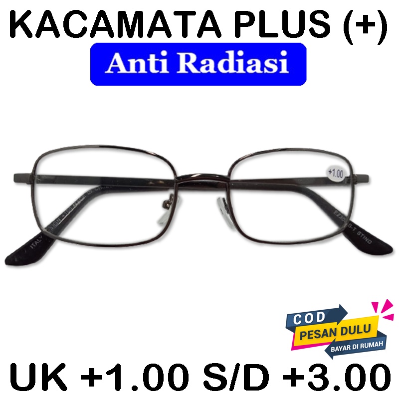 Kacamata Baca Lensa Plus (+) dari +1.00 s/d +3.00 Pria Wanita Kacamata Plus Fashion Reading Glasses Kaca mata Rabun Dekat Frame BesiBISA COD