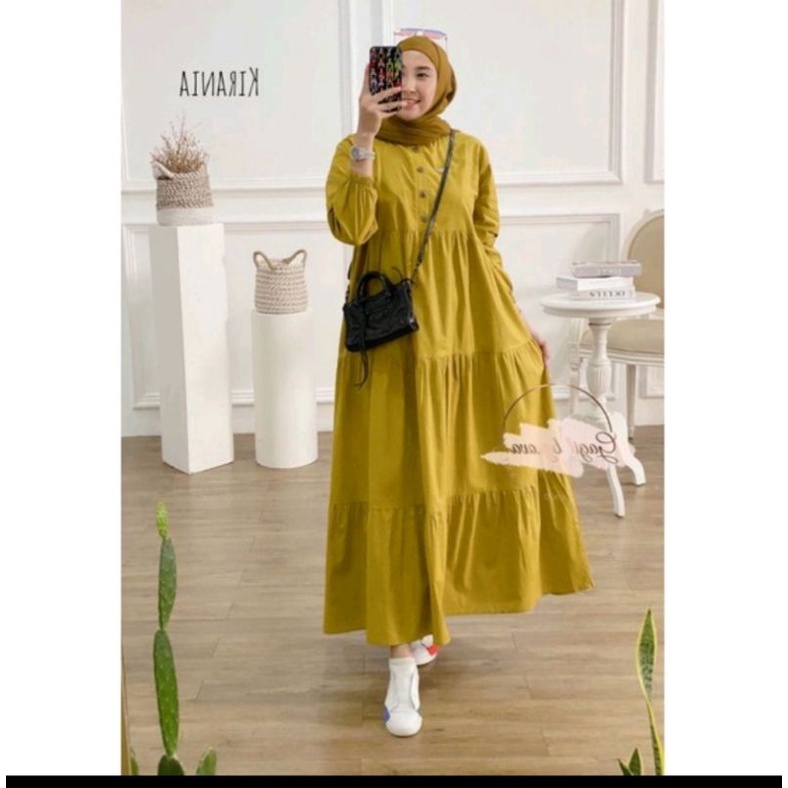 KIRANIA MIDI dres rayon super premium/DRES MUSLIM SIMPLE/WANITA MUSLIMAH S,M,L,XL,XXL