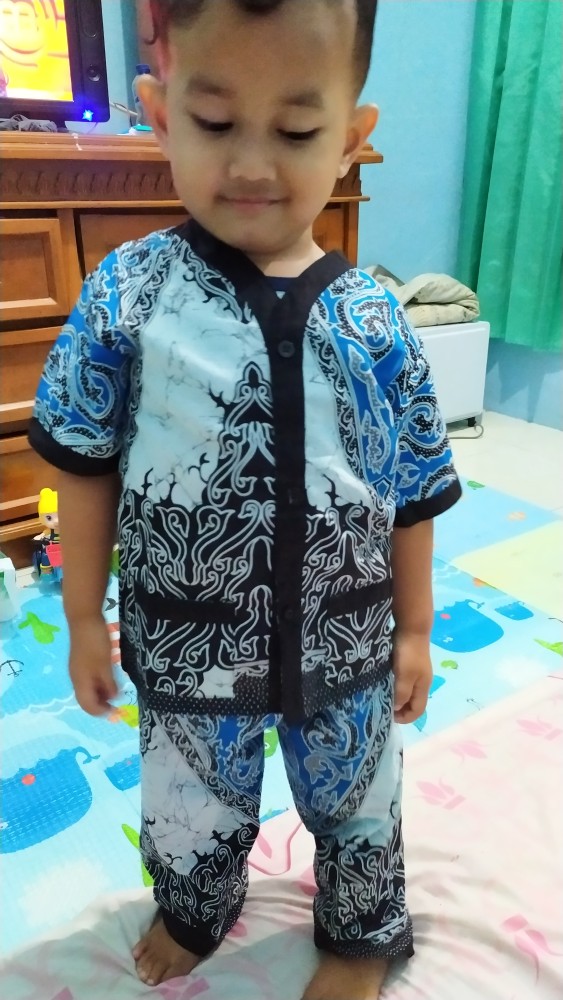 Piyama Batik Anak Setelan Batik Anak Bahan Adem Cowok Cewek Usia 1-5 Tahun.