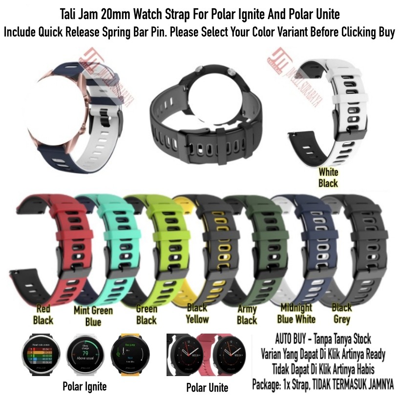 Tali Jam Tangan 20mm Watch Strap Polar Ignite / Unite - Dual Tone Rubber Silikon