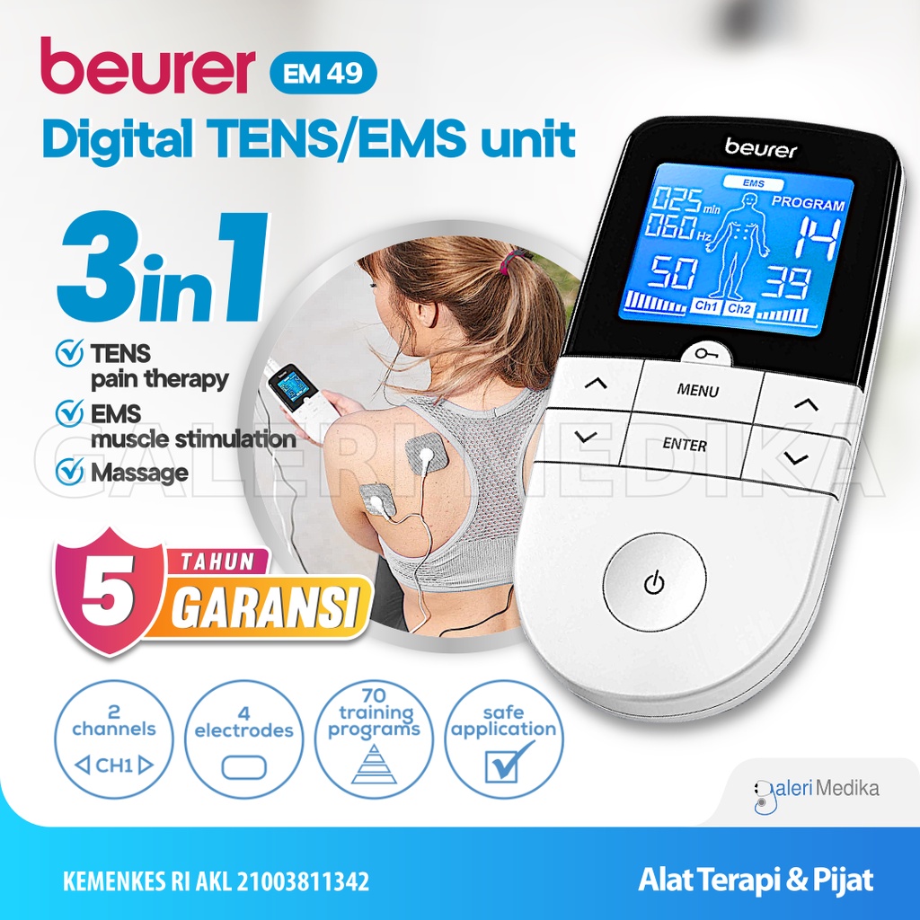 Alat Pijat Digital TENS EMS Beurer EM49 / EM 49 / EM-49 Alat Stimulasi Saraf 2 Channel