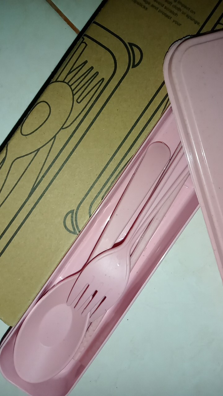 ❤smile Goddess❤1set Alat Makan + Kotak Wadah J-01 Model Serat Gandum