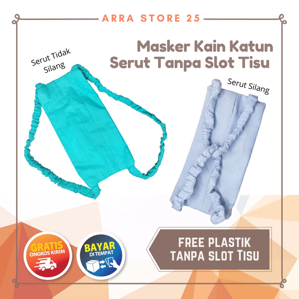 Masker Kain Katun 2 Lapis Serut Tanpa Slot Tisu Ready Stok Termurah