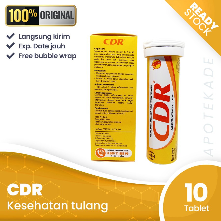 PROMO!! CDR TWIN PACK CALSIUM VITAMIN TULANG RASA JERUK 1 TUBE ISI 10 TABLET