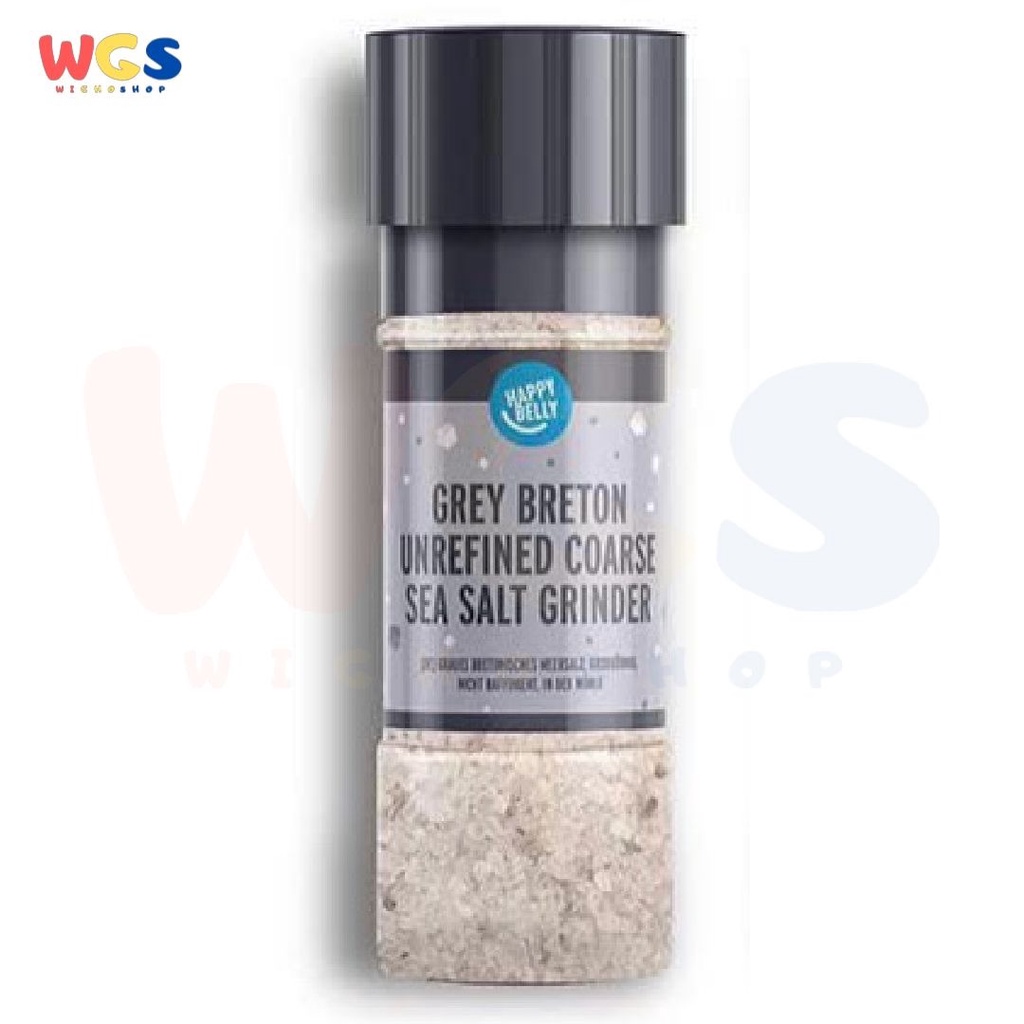 Happy Belly Grey Breton Unrefined Coarse Sea Salt Grinder 60g - Garam Laut