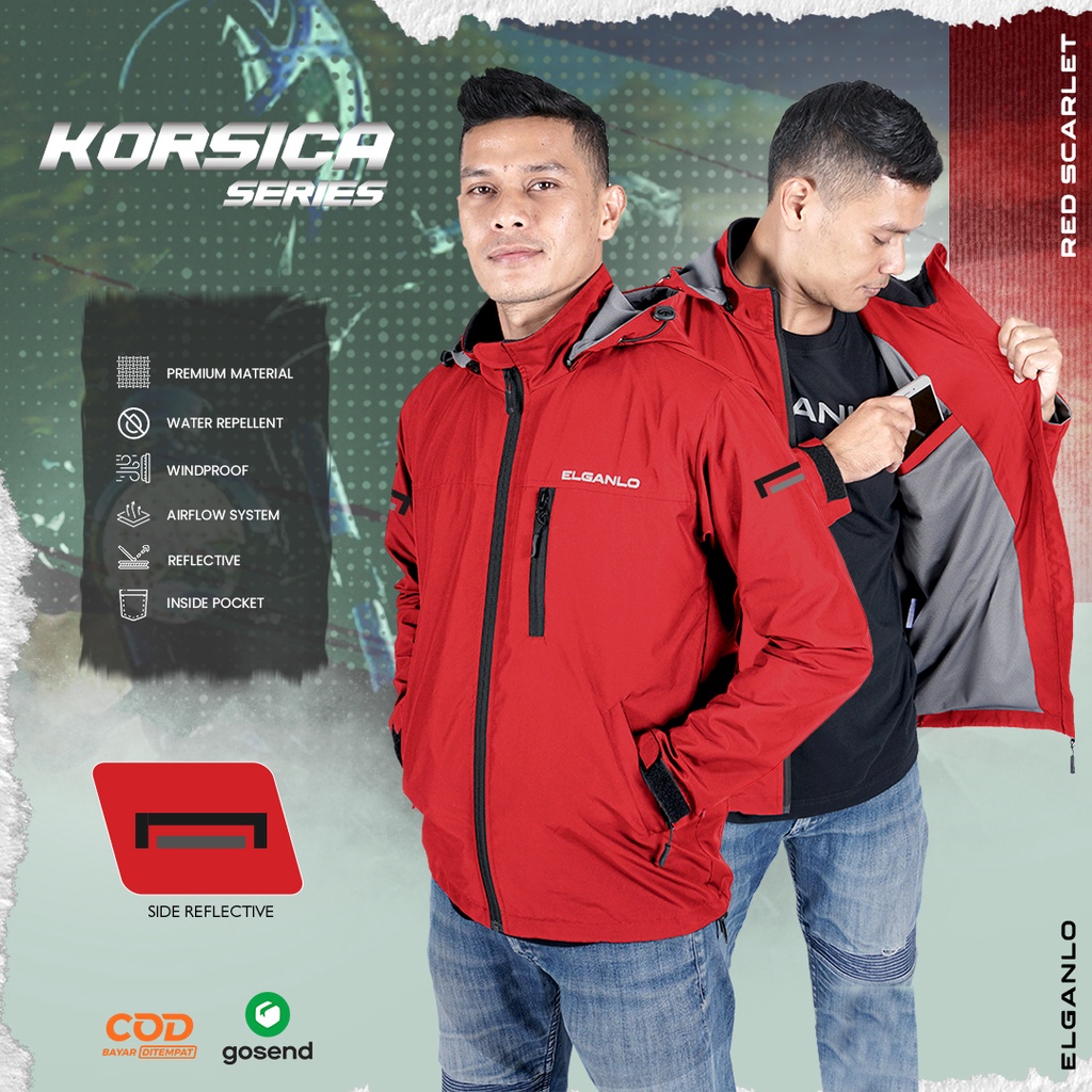 ELGANLO - Jaket Riding Pria Korsica Series - Jacket Motor Sunmori Keren Harian Bomber Elegan Parasut