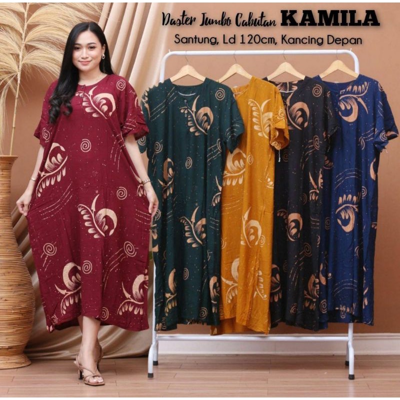 Daster jumbo rayon cabut Ruby Kamila murah busui dada kancing depan