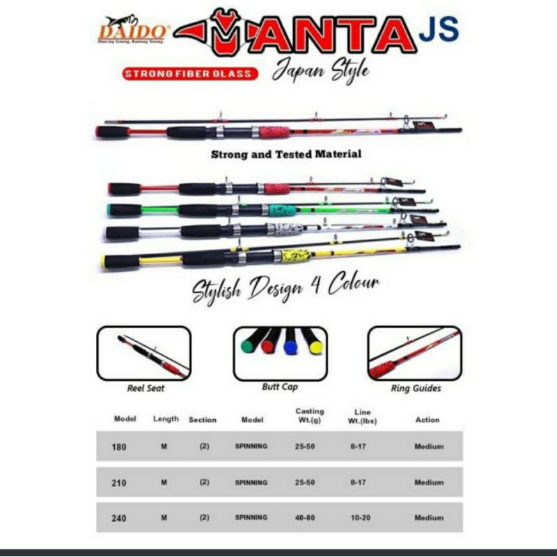 joran daido manta js japan style 180cm/1,8m solid fiber