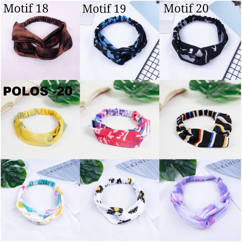 Bando Polos Salur Motif Bando Bandana Simpul  Korea  Headband - Bando Bandana Korea Wanita