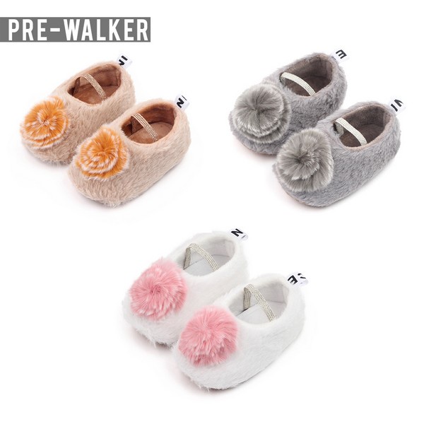 Sepatu Bayi Perempuan Flat Bulu Lucu - Sepatu Prewalker Baby Girl S1217