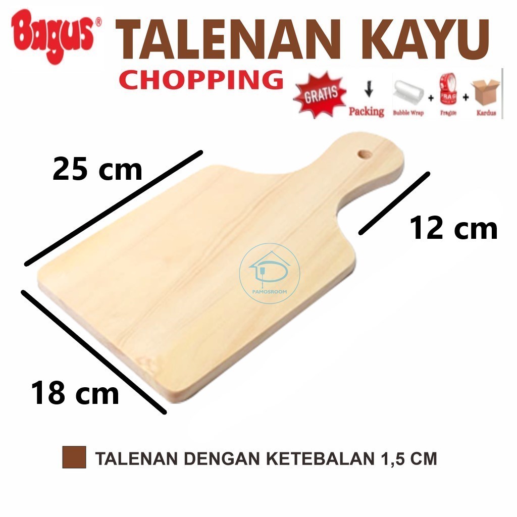 Talenan Kayu Gagang Ukuran Kecil Wood Chopping Board Alas Potong Multifungsi Talenan Kayu Tebal Murah