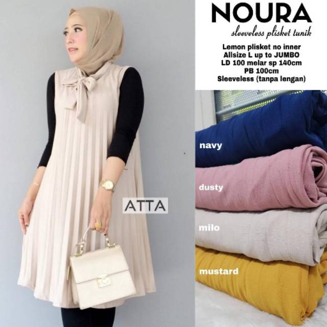 Baju Atasan Wanita Muslim Noura Tunik Plisket
