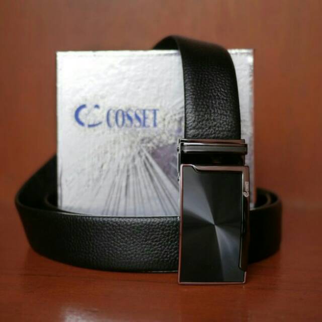 GESPER IKAT PINGGANG 100% KULIT ASLI ORIGINAL PRIA IMPORT #COSSET 5 FULL BLACK (REALPIC)