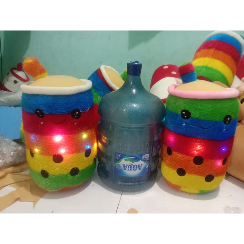 Boneka Jumbo Pelangi Led Nyala Boneka Bantal Boba Rainbow Pelangi Pop It