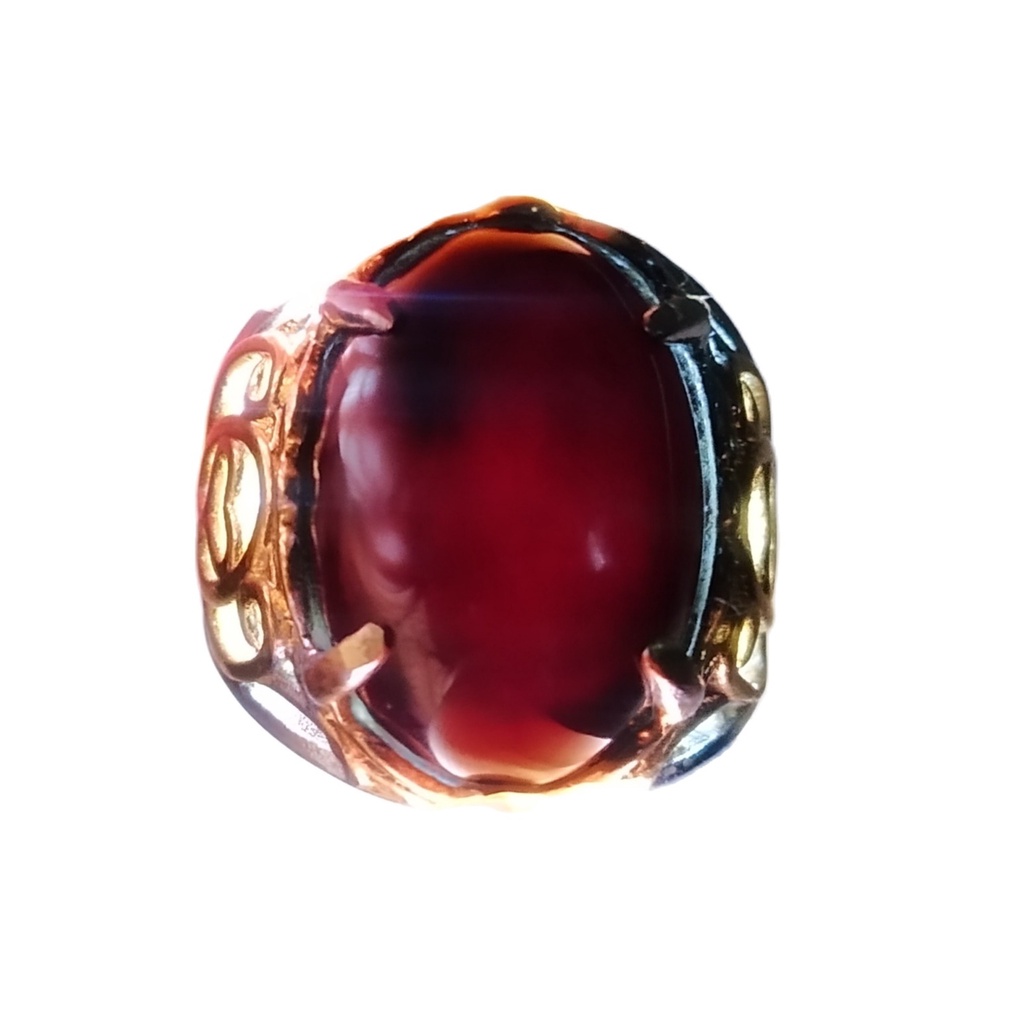 Cincin Batu Akik Yaman Wulung disenter Merah Kristal Asli dan Natural
