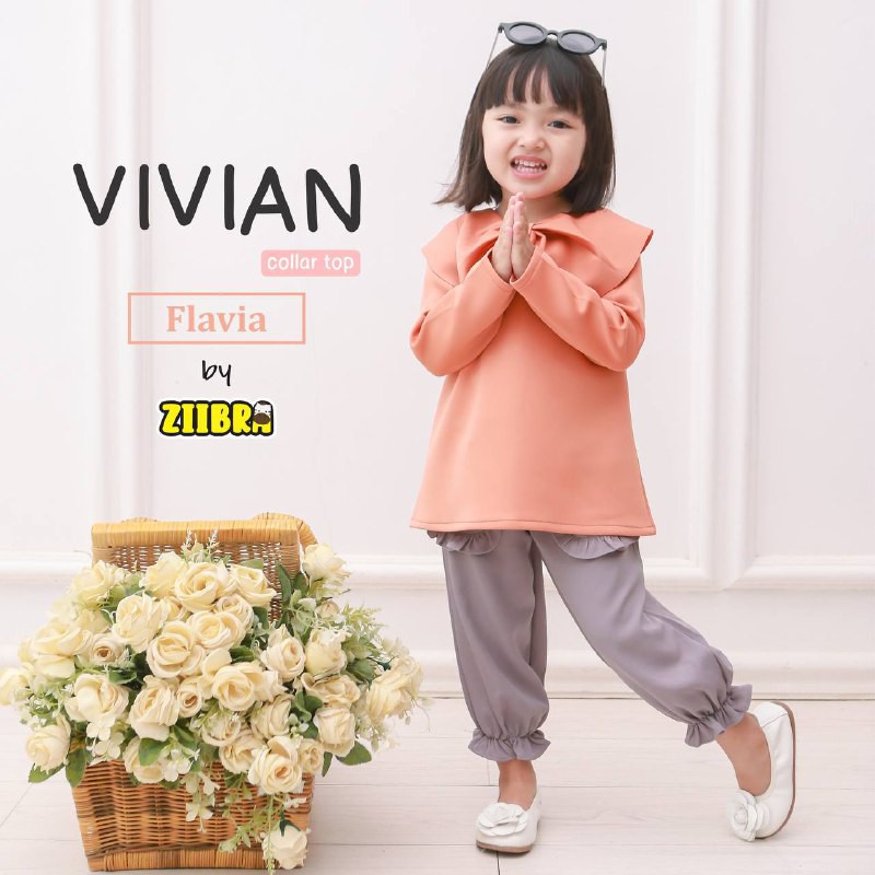 Afsheenastore Vivian Collor Top By Zibra / Atasan Anak