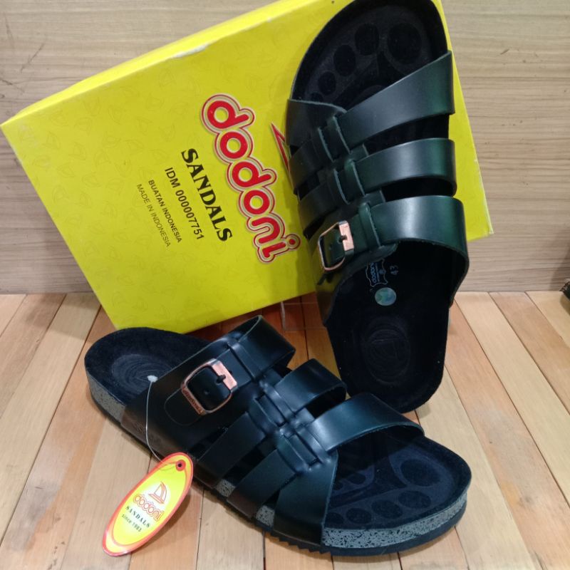 sandal kulit pria DODONI LZ 571 hitam tali 3 ORIGINAL bahan kulit asli.