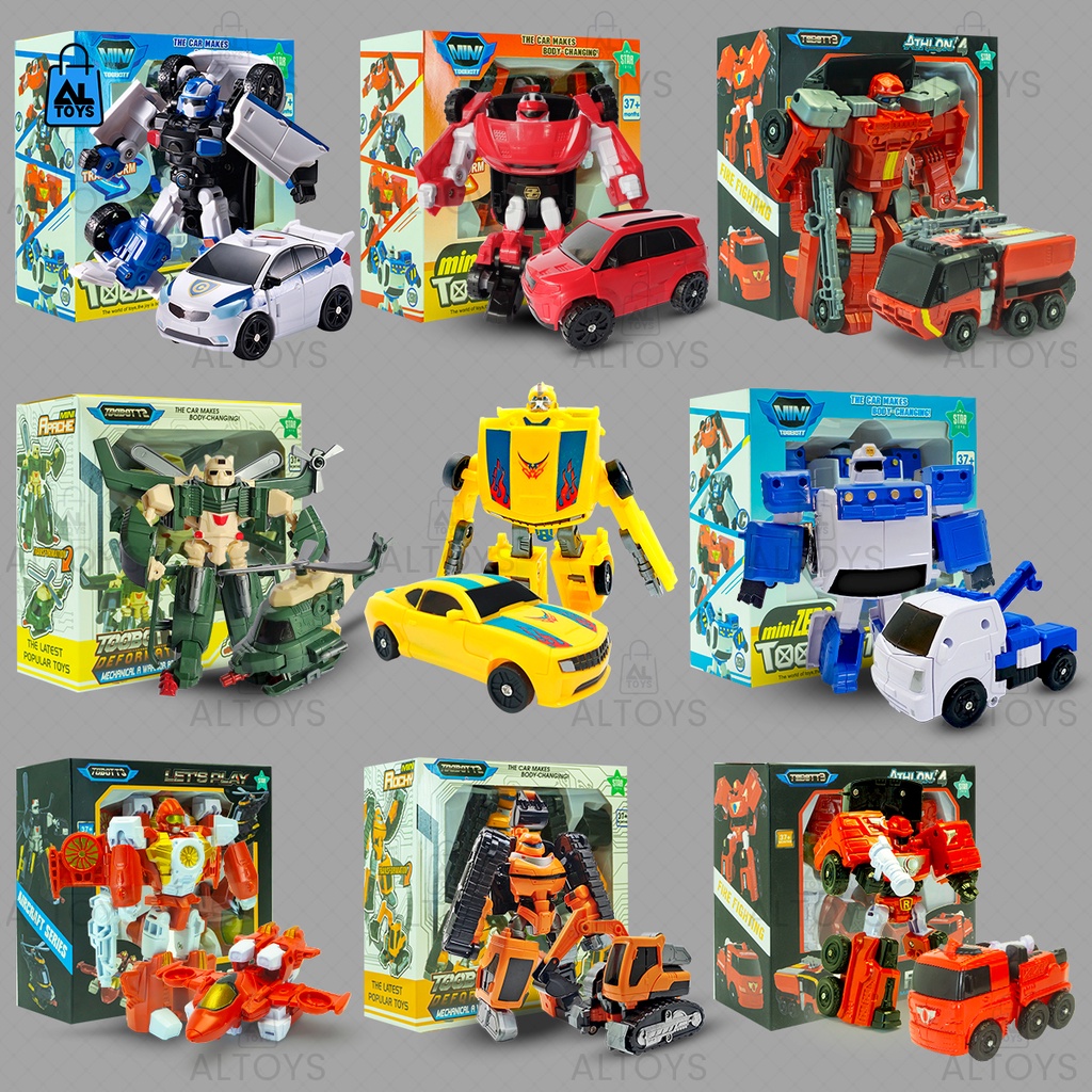 MAINAN MOBIL ROBOT TOBOOT TRANSFORMER 2IN1 / ROBOT HELICOPTER / ROBOT PESAWAT / PMK / ROBOT MOBIL POLISI / ROBOT FIRE RESCUE KEMASAN BOX