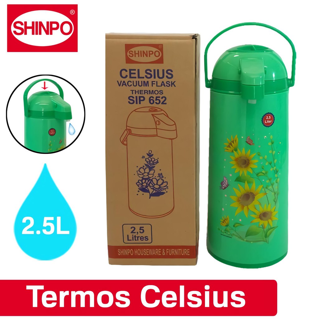 SHINPO Thermos Air Panas &amp; Dingin Kapasitas 2.5 L Celcius Vacuum Flask Termos SIP-652