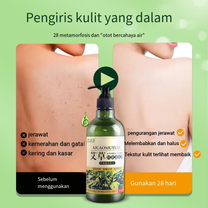 Wormwood Sabun mandi cair anti bakteria Menghilangkan tungau Membersihkan jerawat Anti gatal Body Wash Whitening Solusi Anti Jerawat  Memperbaiki Kulit Mencerahkan 100% herbal Produk Asli