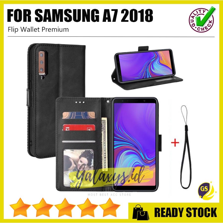 Case Samsung J4 J6 J6+ A6 A6+ A8 Plus A01 Core A5 A7 2017 A9 2018 Flip Cover Wallet Dompet Casing