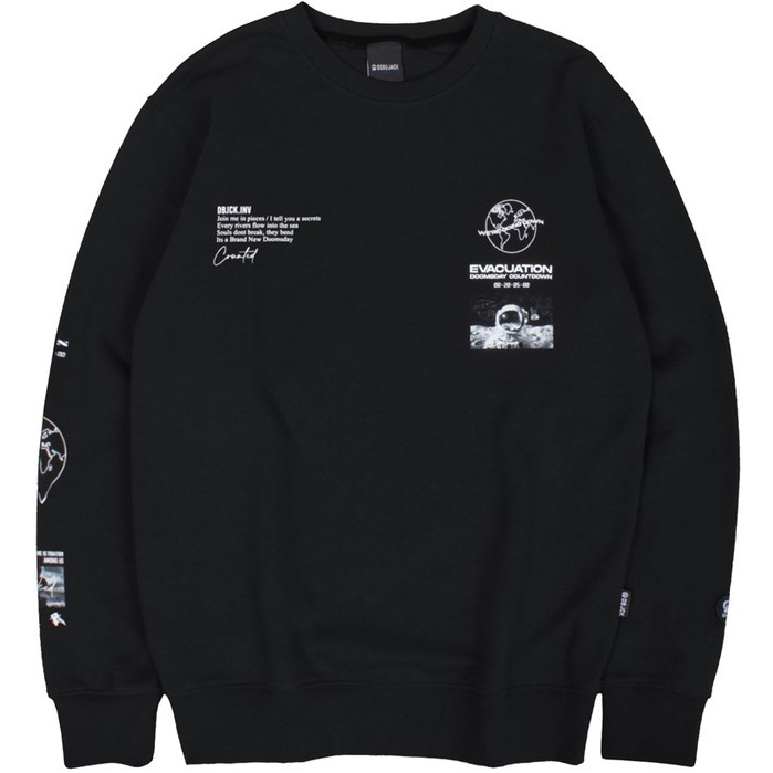 Sweater Crewneck Dobujack Sweater Evacuation Black Tees Premium Crewneck Black Motif Terlaris