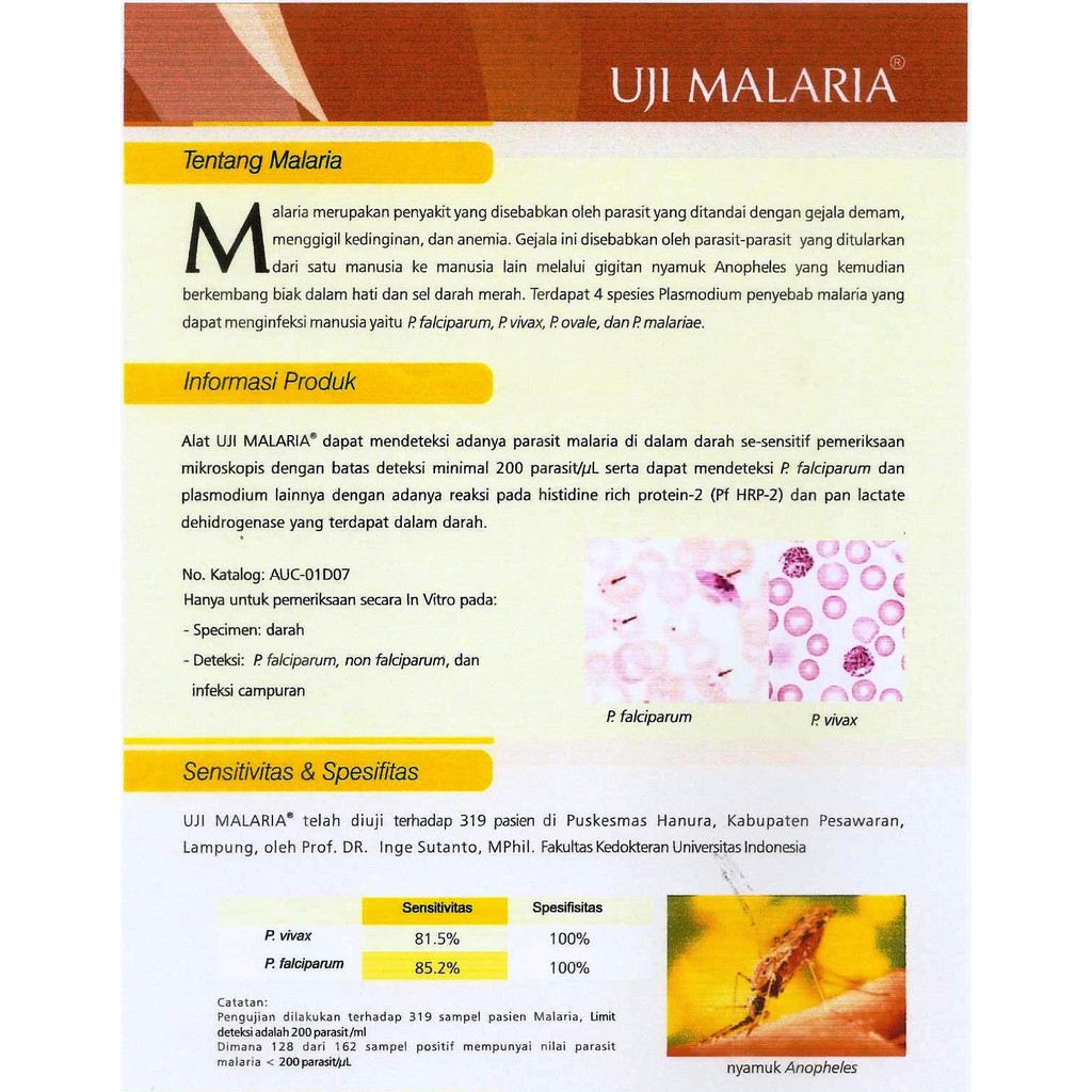 Rdt Rapid Tes Malaria Pf Pv Alat Test Malaria Alat Cek Malaria Card Indonesia