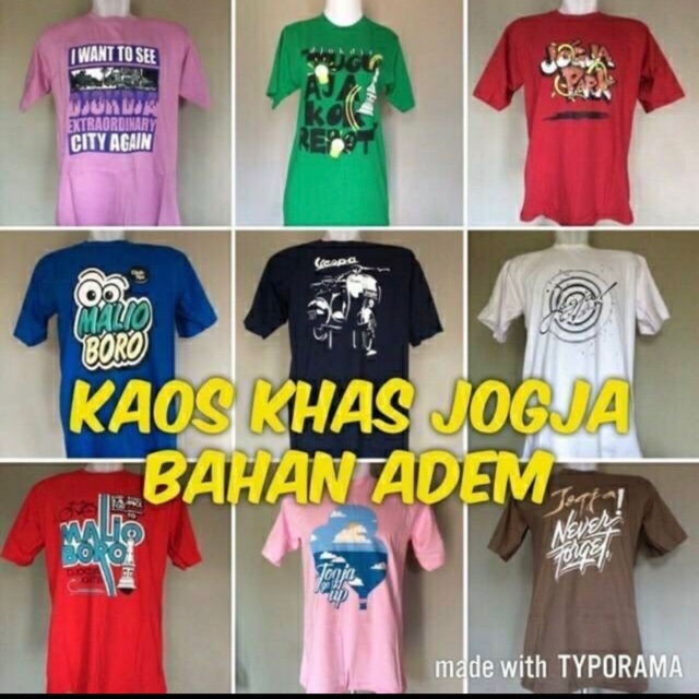 Kaos khas oleh-oleh jogja bahan katun adem all size