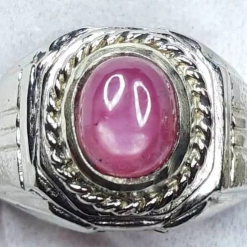 Batu cincin permata pink ruby jhonson imut garansi batu asli