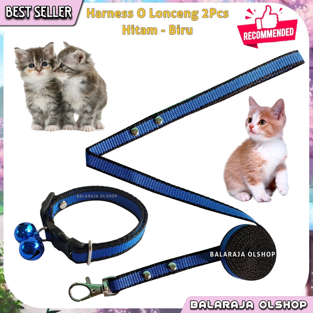 HARNESS O TALI TUNTUN DAN KALUNG KUCING ANJING MUSANG READY SEMUA WARNA | LONCENG 2 BUAH