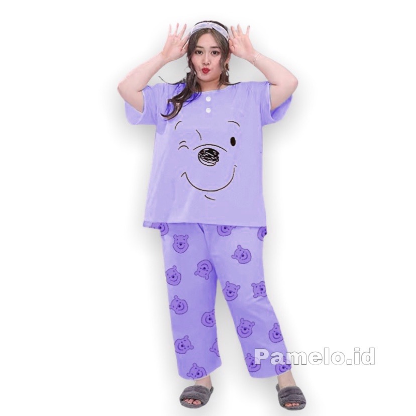 Pamelo Baju Tidur Baby doll Jumbo CP Piyama Bigsize Babydoll XXL Celana Panjang Busui Bumil CP Oversize CP Jumbo Baju Tidur Jumbo