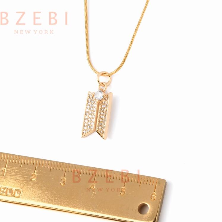 [SIA. 6817] Bzebi Kalung Rantai Adjustable Lapis EmasLiontin BTS Army Hias Zircon Untuk Wanita 222n