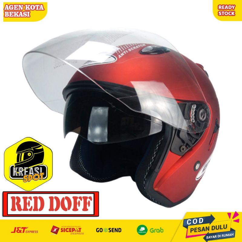 HELM SNI PRIA WANITA CEWEK COWOK DEWASA COUPLE LUCU ORIGINAL GMT CENTRO HALF FACE DOUBLE VISOR MURAH